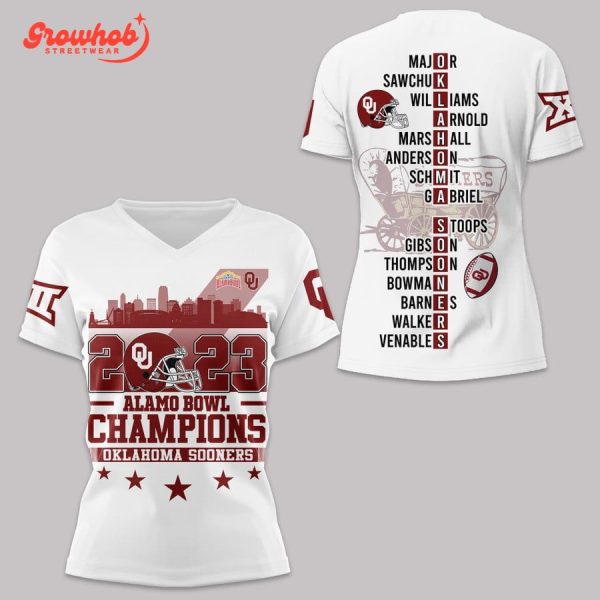 Oklahoma Sooners Alamo Bowl Champions 2023 Hoodie Shirts White