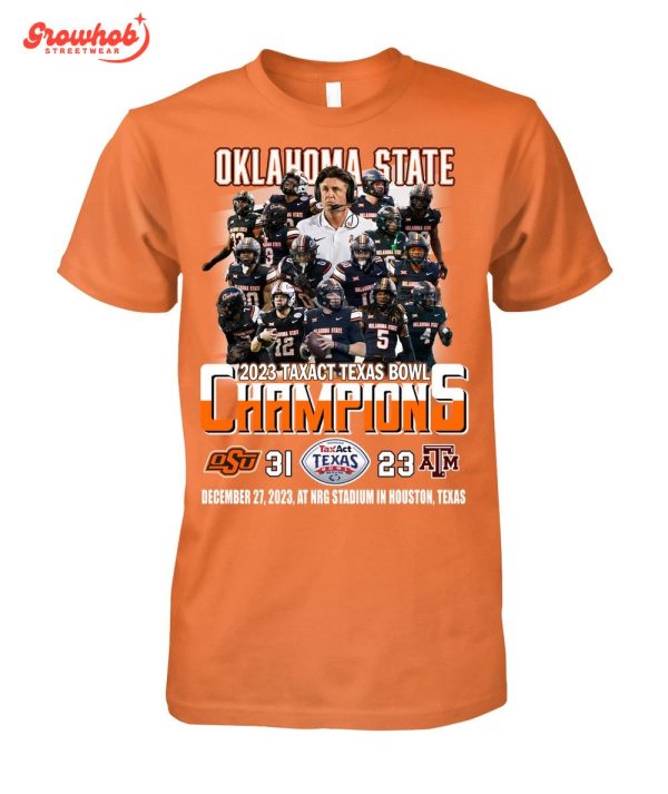 Oklahoma State 2023 Taxact Texas Bowl Champions T-Shirt