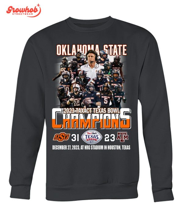 Oklahoma State 2023 Taxact Texas Bowl Champions T-Shirt