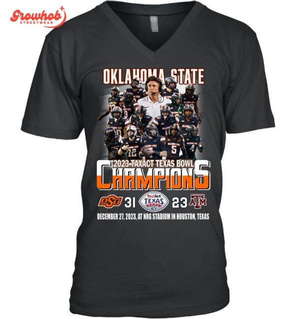 Oklahoma State 2023 Taxact Texas Bowl Champions T-Shirt