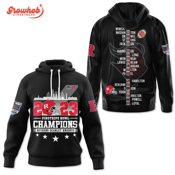 Rutgers Scarlet Knights Pinstripe Bowl Champions 2023 Hoodie Shirts Black