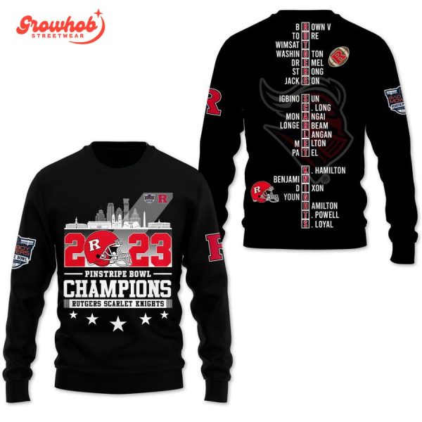 Rutgers Scarlet Knights Pinstripe Bowl Champions 2023 Hoodie Shirts Black