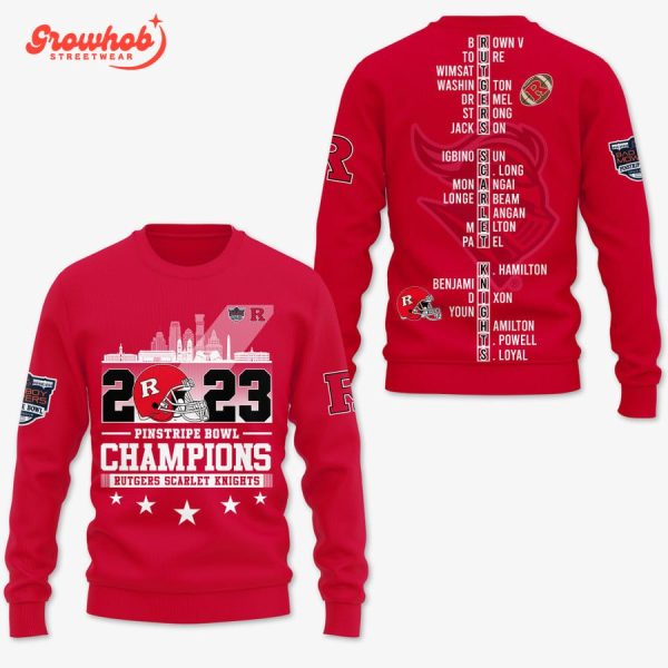 Rutgers Scarlet Knights Pinstripe Bowl Champions 2023 Red Hoodie Shirts