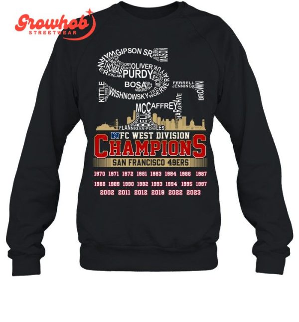 San Francisco 49ers Players Name 2023 NFC West Division Champions T-Shirt