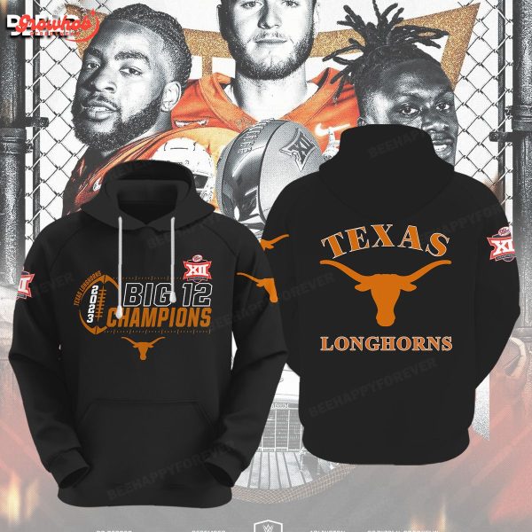 Texas Longhorns 2023 Big 12 Football Conference Champions Black Design Hoodie Shirts