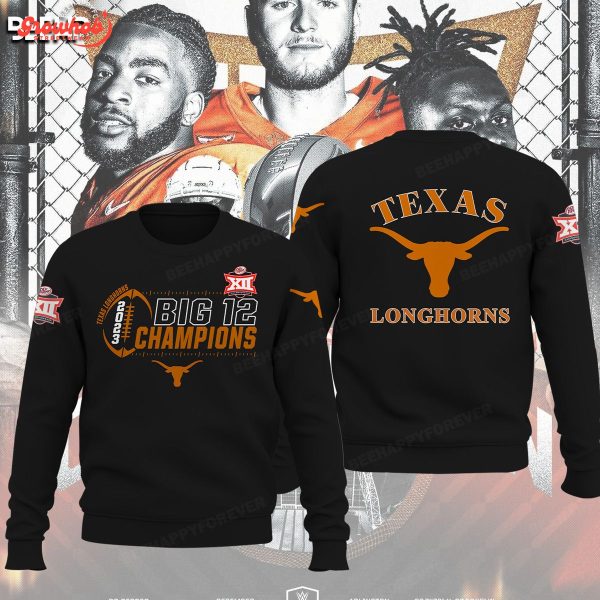 Texas Longhorns 2023 Big 12 Football Conference Champions Black Design Hoodie Shirts