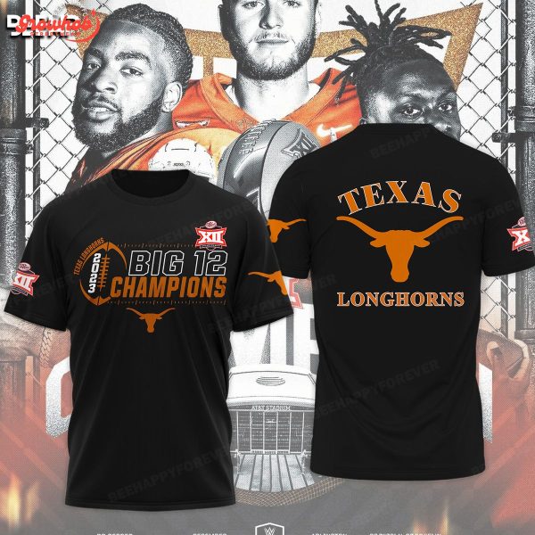 Texas Longhorns 2023 Big 12 Football Conference Champions Black Design Hoodie Shirts