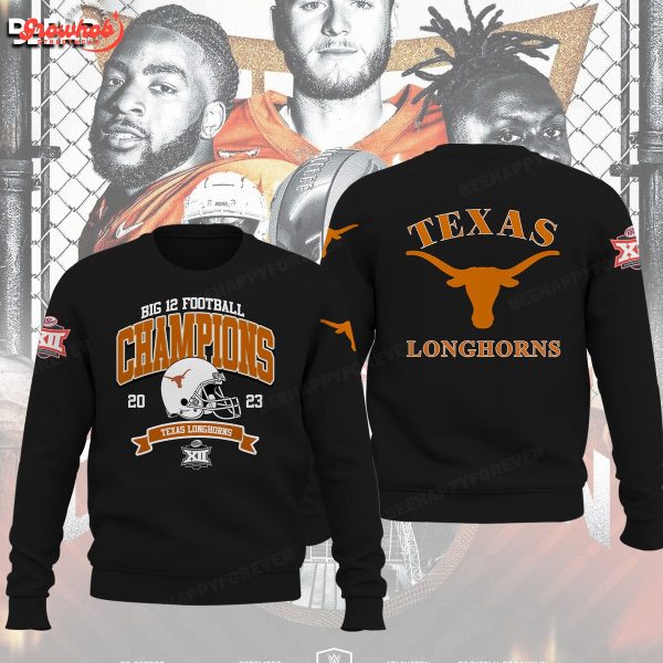 Texas Longhorns 2023 Champions Big 12 Football Conference Black Design Hoodie Shirts