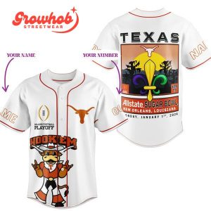 Texas Longhorns Hook’Em White Version Personalized Baseball Jersey