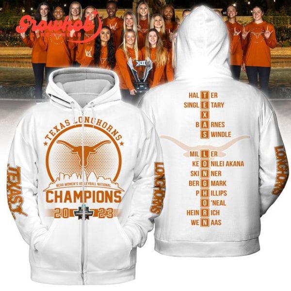 Texas Longhorns NCAA Women’s Volleyball National Champions 2023 Hoodie Shirts White