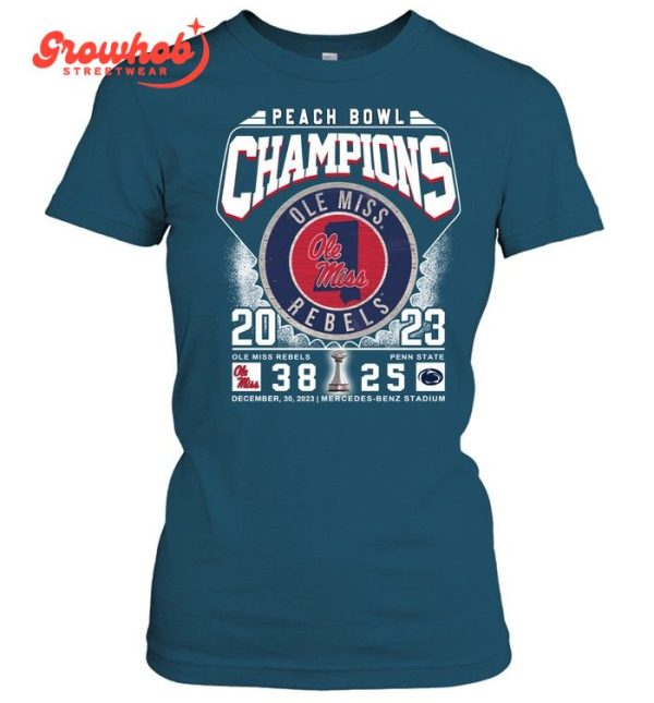 2023 Peach Bowl Champions Ole Miss Rebels Celebration T-Shirt