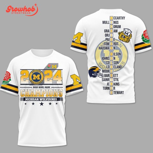 2024 Michigan Wolverines Rose Bowl Champions Hoodie Shirts White