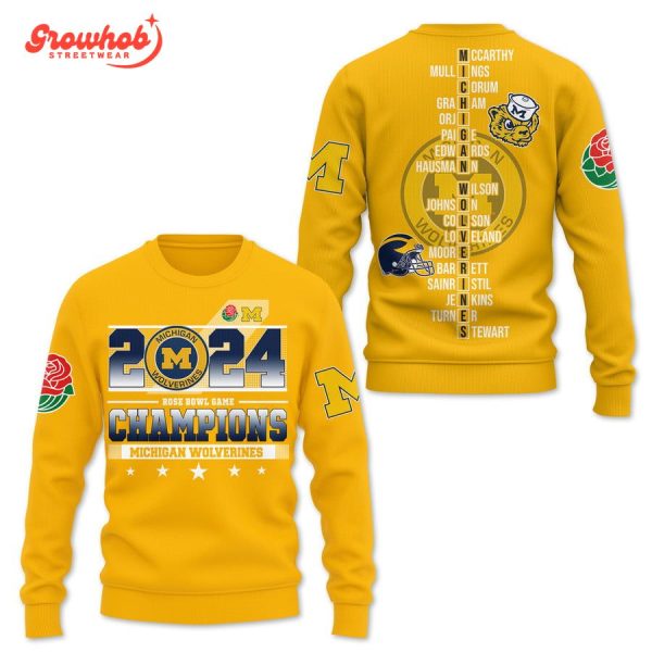 2024 Michigan Wolverines Rose Bowl Champions Hoodie Shirts Yellow