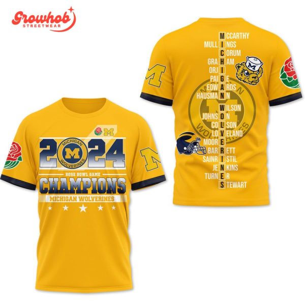 2024 Michigan Wolverines Rose Bowl Champions Hoodie Shirts Yellow