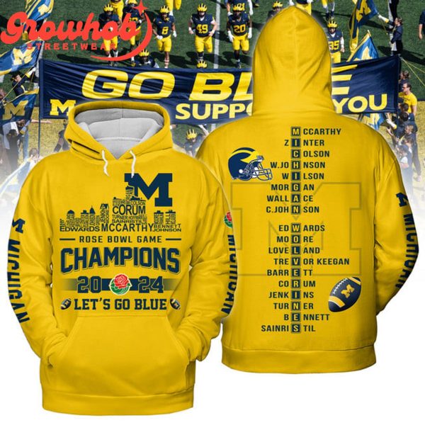 2024 Michigan Wolverines Rose Bowl Champs Hoodie Shirts Yellow