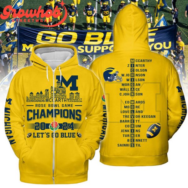 2024 Michigan Wolverines Rose Bowl Champs Hoodie Shirts Yellow