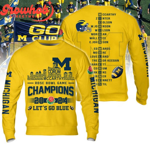 2024 Michigan Wolverines Rose Bowl Champs Hoodie Shirts Yellow