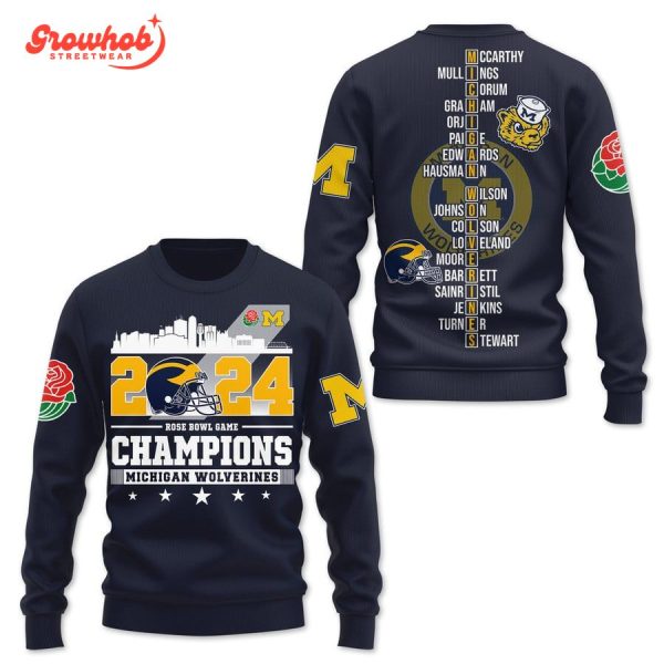 2024 Michigan Wolverines Rose Bowl Game Champions Hoodie Shirts Black