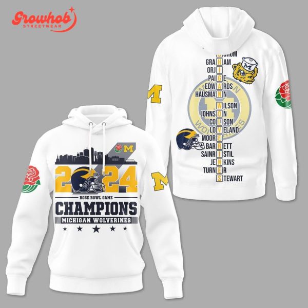 2024 Michigan Wolverines Rose Bowl Game Champions Hoodie Shirts White