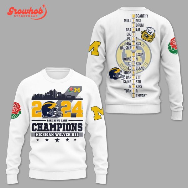 2024 Michigan Wolverines Rose Bowl Game Champions Hoodie Shirts White