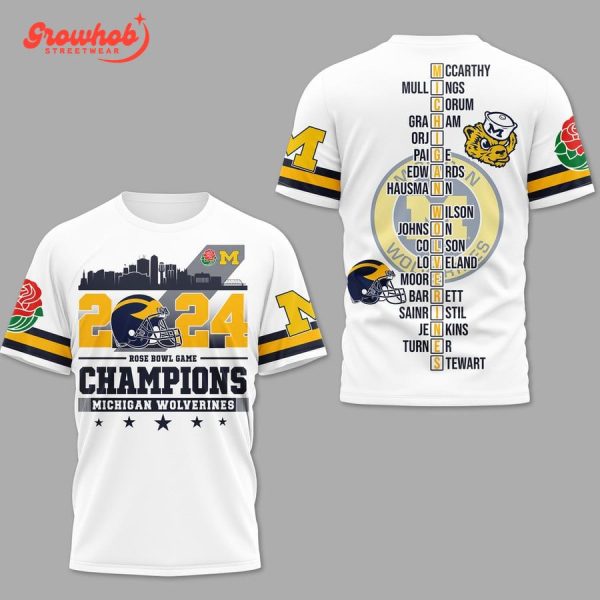 2024 Michigan Wolverines Rose Bowl Game Champions Hoodie Shirts White