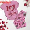 Edmonton Oilers I Love Valentine Pink Fleece Pajamas Set