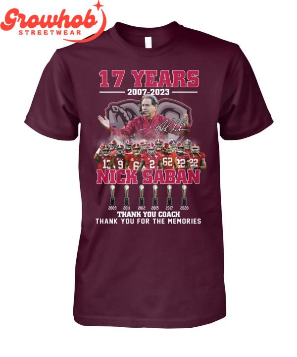 Alabama Crimson Tide Nick Saban 17 Years Of Memories T-Shirt