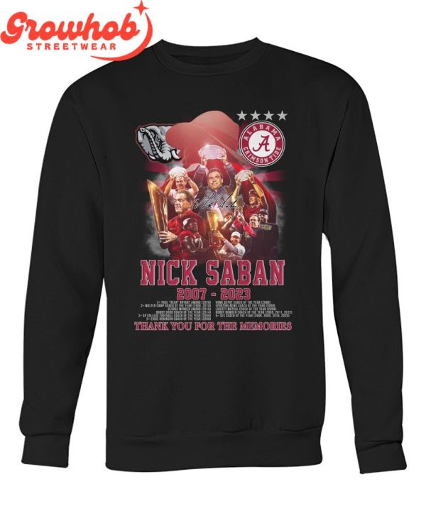 Alabama Crimson Tide Nick Saban 2007-2023 Memories T-Shirt