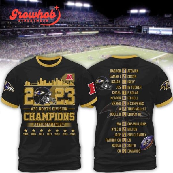 Baltimore Ravens 2023 AFC Champions Celebration Black Hoodie Shirts