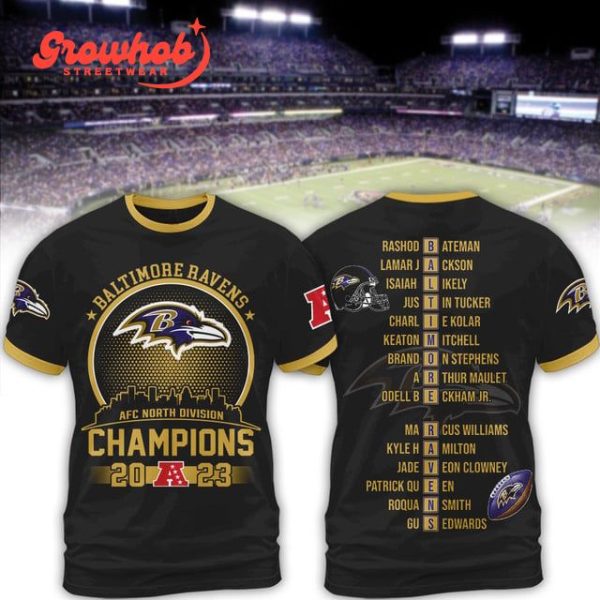 Baltimore Ravens 2023 AFC North Champions Black Hoodie Shirts