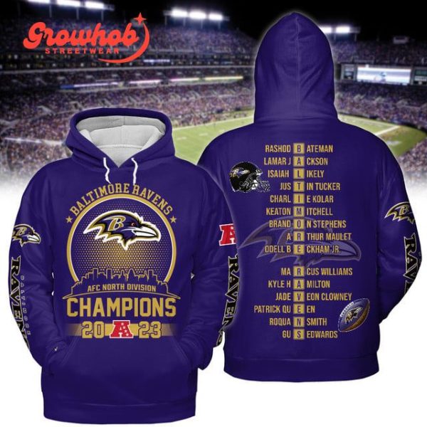 Baltimore Ravens 2023 AFC North Champions Hoodie Shirts Purple