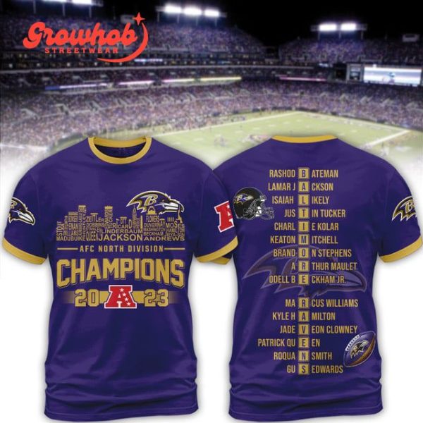 Baltimore Ravens 2023 AFC North Division Champions Hoodie Shirts Purple