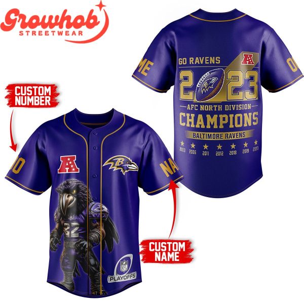 Baltimore Ravens AFC North Division Champions Personalized Baseball Jersey