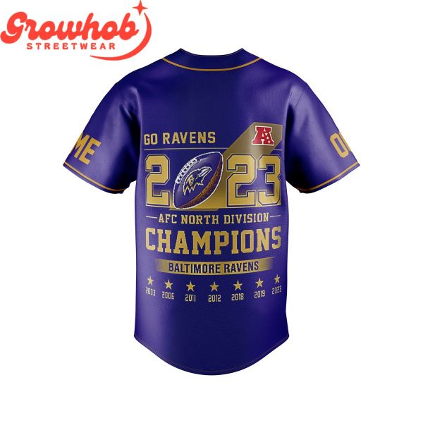 Baltimore Ravens AFC North Division Champions Personalized Baseball Jersey