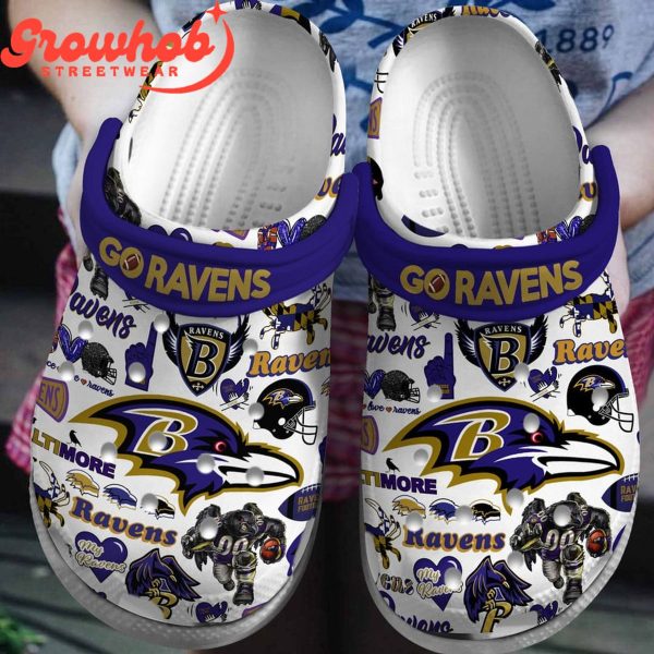 Baltimore Ravens Fan Design Love Crocs Clogs