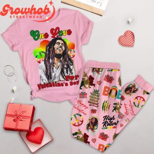 Bob Marley Valentine Pink Fleece Pajamas Set Long Sleeve