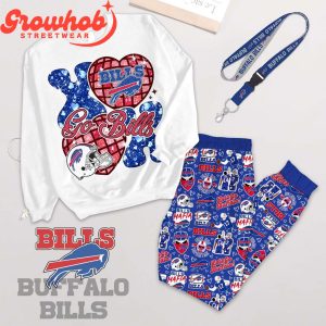Buffalo Bills Go Bills Valentine Fleece Pajamas Set Long Sleeve