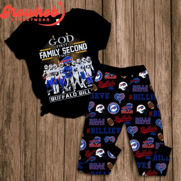 Buffalo Bills God First Family Second Fleece Pajamas Set