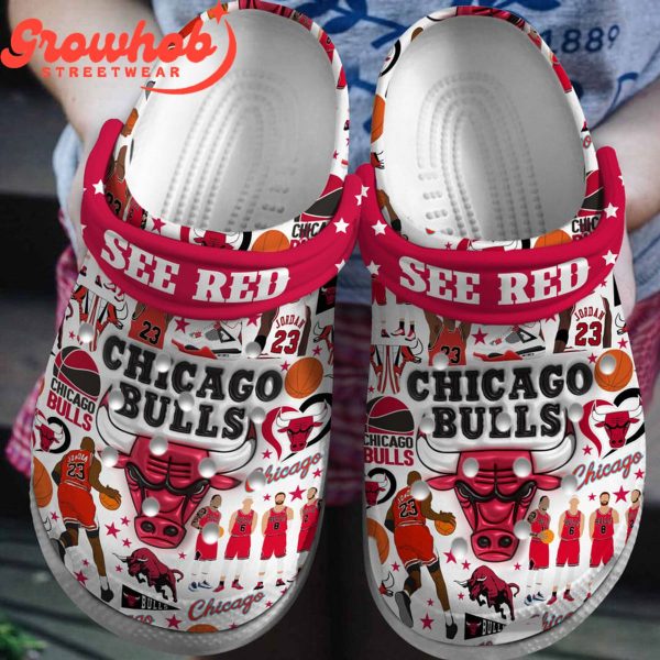 Chicago Bulls See Red Fan Crocs Clogs