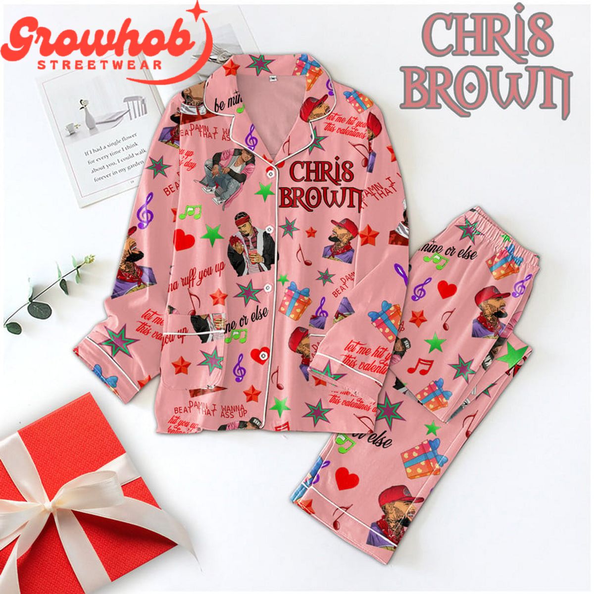 Chris Brown Valentine Polyester Pajamas Set