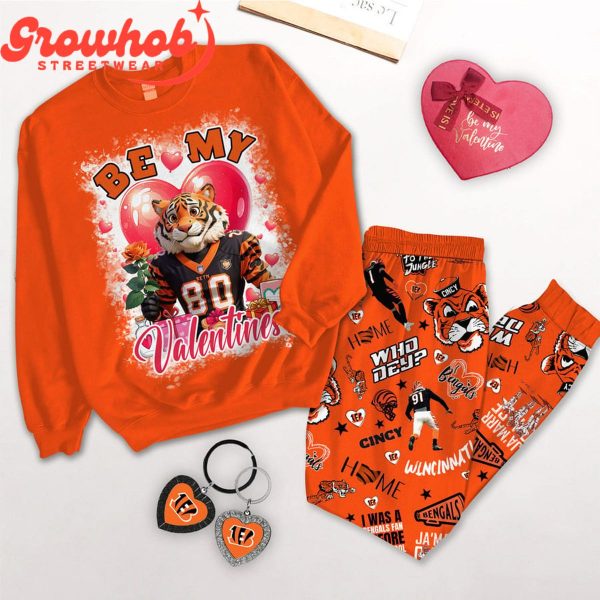 Cincinnati Bengals Be My Valentine Fleece Pajamas Set Long Sleeve