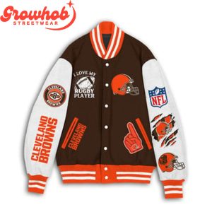Cleveland Browns Love Rugby Player Personalized Baseball Jacket
