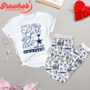 Dallas Cowboys Girl In Love Valentine Fleece Pajamas Set