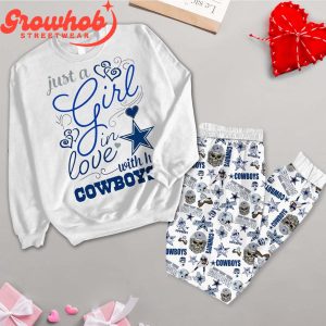 Dallas Cowboys Girl In Love Valentine Fleece Pajamas Set Long Sleeve