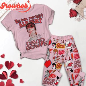 David Bowie Babe Alright Love Valentine Fleece Pajamas Set Long Sleeve