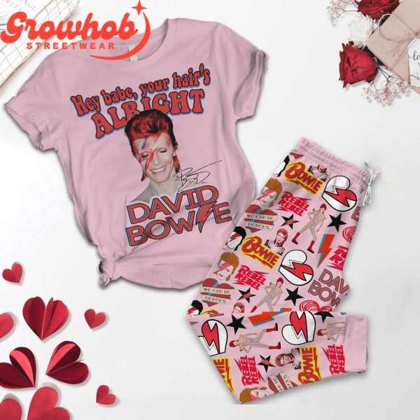 David Bowie Babe Alright Love Valentine Fleece Pajamas Set