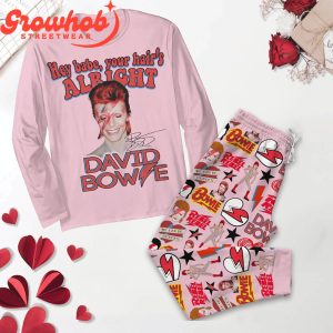 David Bowie Babe Alright Love Valentine Fleece Pajamas Set Long Sleeve
