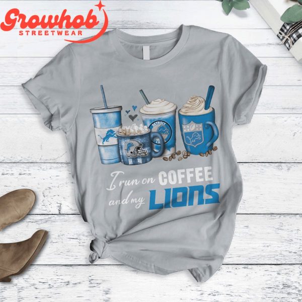 Detroit Lions I Love Coffee Gray Fleece Pajamas Set