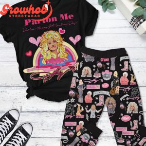 Dolly Parton Happy Valentine Fleece Pajamas Set Black