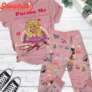 Dolly Parton Happy Valentine Fleece Pajamas Set Peach